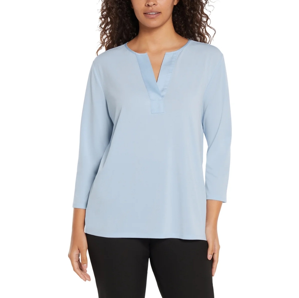Banana Republic Womens' Black Relaxed Fit Tunic Style 3/4 Sleeve Blouse - Picture 10 of 14
